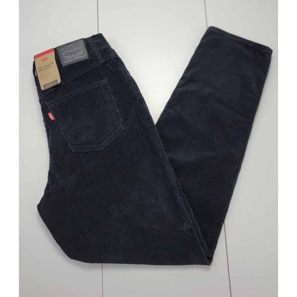 Levi's High Waisted Mom Jeans Corduroy Pants Black Women's Size 29x30 New